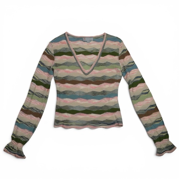Missoni Sweaters - Missoni V Neck Striped Knit Sweater Top Wool Blend Made in Italy US 4